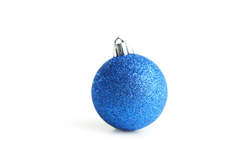 Blue christmas ball isolated on white