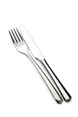 Fork and knife isolated on white
