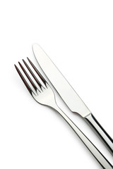 Fork and knife on white background