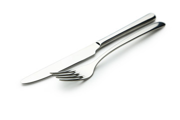 Fork and knife isolated on white