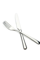 Fork and knife isolated on white