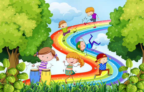 Children and rainbow