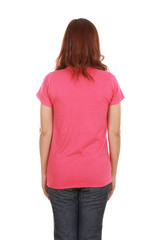 female with blank t-shirt (back side)