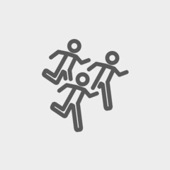 Marathon runners thin line icon