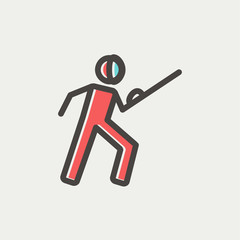 Fencing sport thin line icon