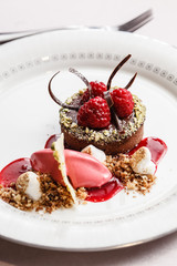 chocolate cake with raspberries