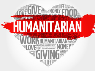 Humanitarian word cloud, heart concept