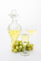 white wine and grapes