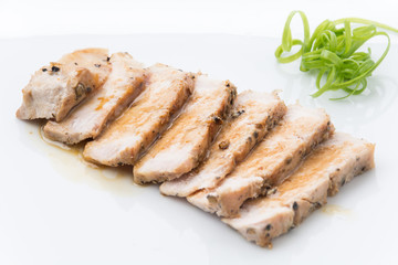 Pork steak slide with spicy pepper