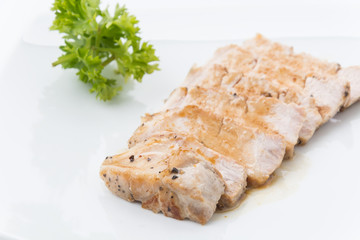 Pork steak slide with spicy pepper