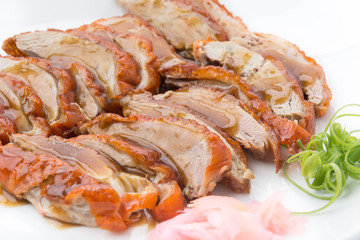 Obraz na płótnie Canvas Roasted duck and vegetables, Chinese style
