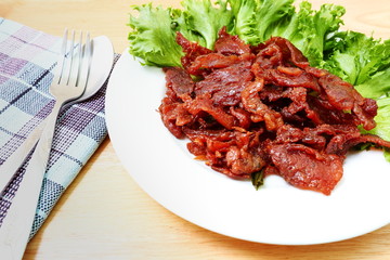 Delicious fried steam grill pork.