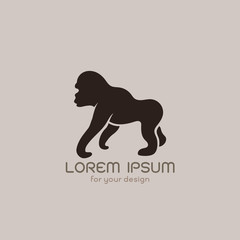 Obraz premium Vector image of an gorilla design on brownish background