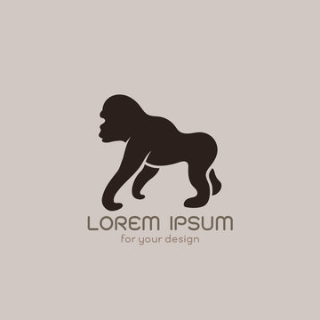 Vector image of an gorilla  design on brownish background