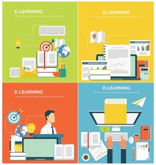 Flat design concept for e-learning