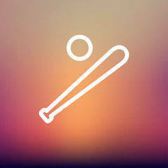 Baseball bat and ball thin line icon