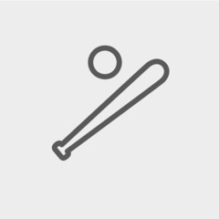 Baseball bat and ball thin line icon