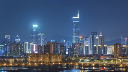 Obraz premium Skyline of Shenzhen City, China. Viewed from Hong Kong border 