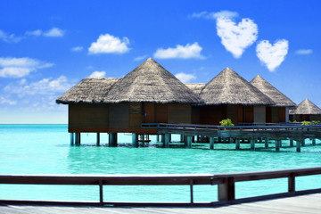 Hearts from clouds and water villas