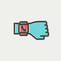 Smart watch thin line icon