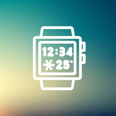 Trendy smart watch thin line icon