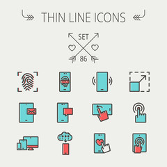 Technology thin line icon set