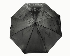 black umbrella and water drop on white background