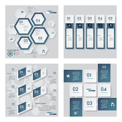 Collection of 4 blue color template/graphic or website layout..