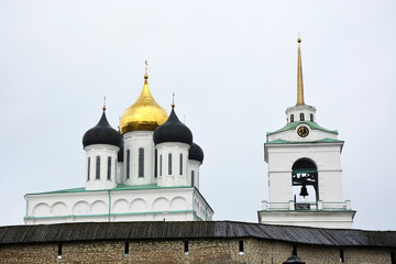 Famous Trinity cathedral in Pskov city, Russia