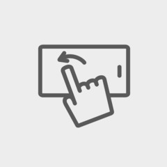 Hand browsing in cellphone thin line icon