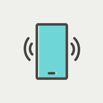 Mobile phone vibrating thin line icon