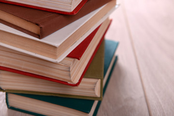 Stack of books close up