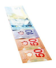 Canadian dollars, isolated on white