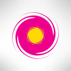 Red yellow abstract twisted circle element. Vector
