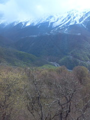Снежные вершины гор в Сочи