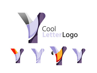Set of abstract Y letter company logos. Business icons