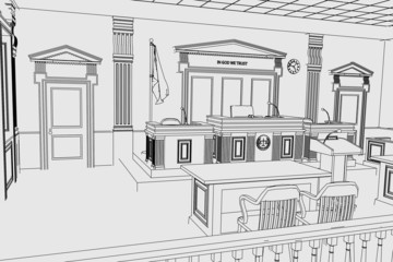 cartoon image of court room