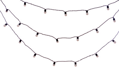 Christmas garland bulbs isolated on white