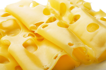 Slices of cheese close up