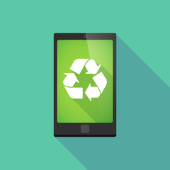 Long shadow phone icon with a recycle sign