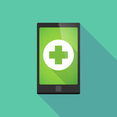 Obraz premium Long shadow phone icon with a pharmacy sign