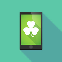 Long shadow phone icon with a clover