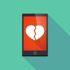 Long shadow phone icon with a heart