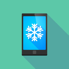 Long shadow phone icon with a snow flake