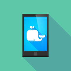 Long shadow phone icon with a whale
