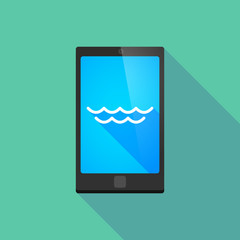Long shadow phone icon with a sea sign