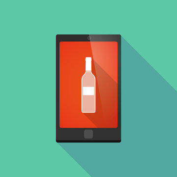Long shadow phone icon with a bottle