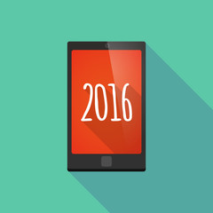 Long shadow phone icon with a 2016 sign