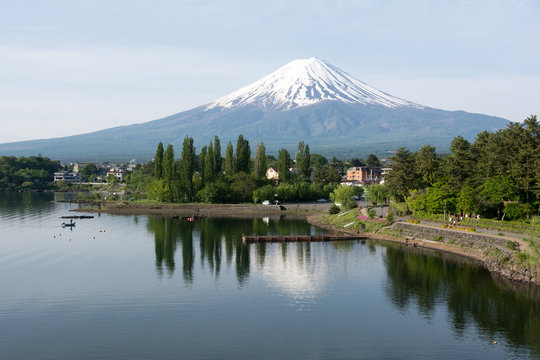 Mount Fuji and its reflection