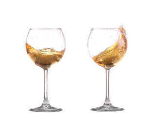 white wine splash before white background